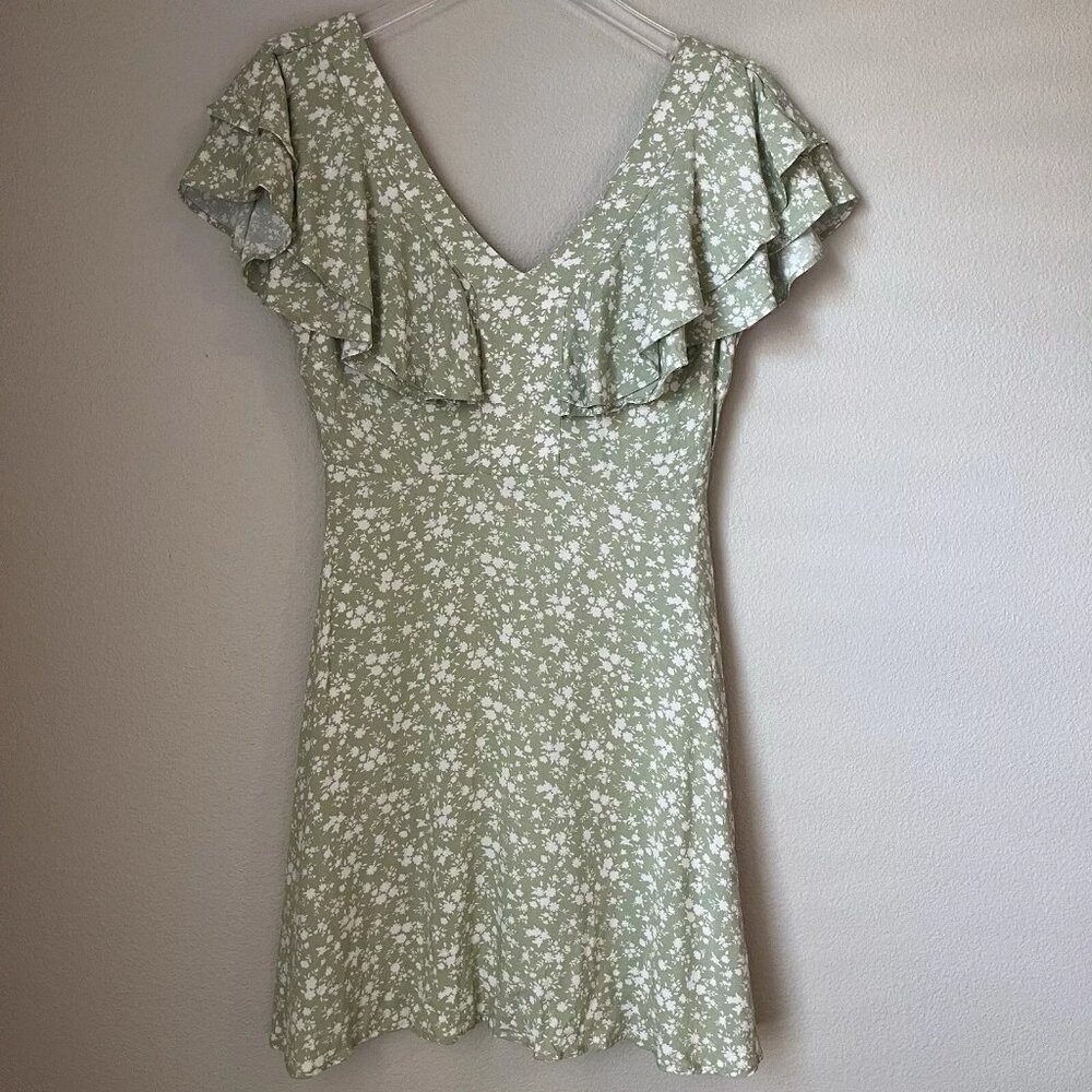 Altar’d State Green & White Floral Mini Dress Size Small Cottagecore